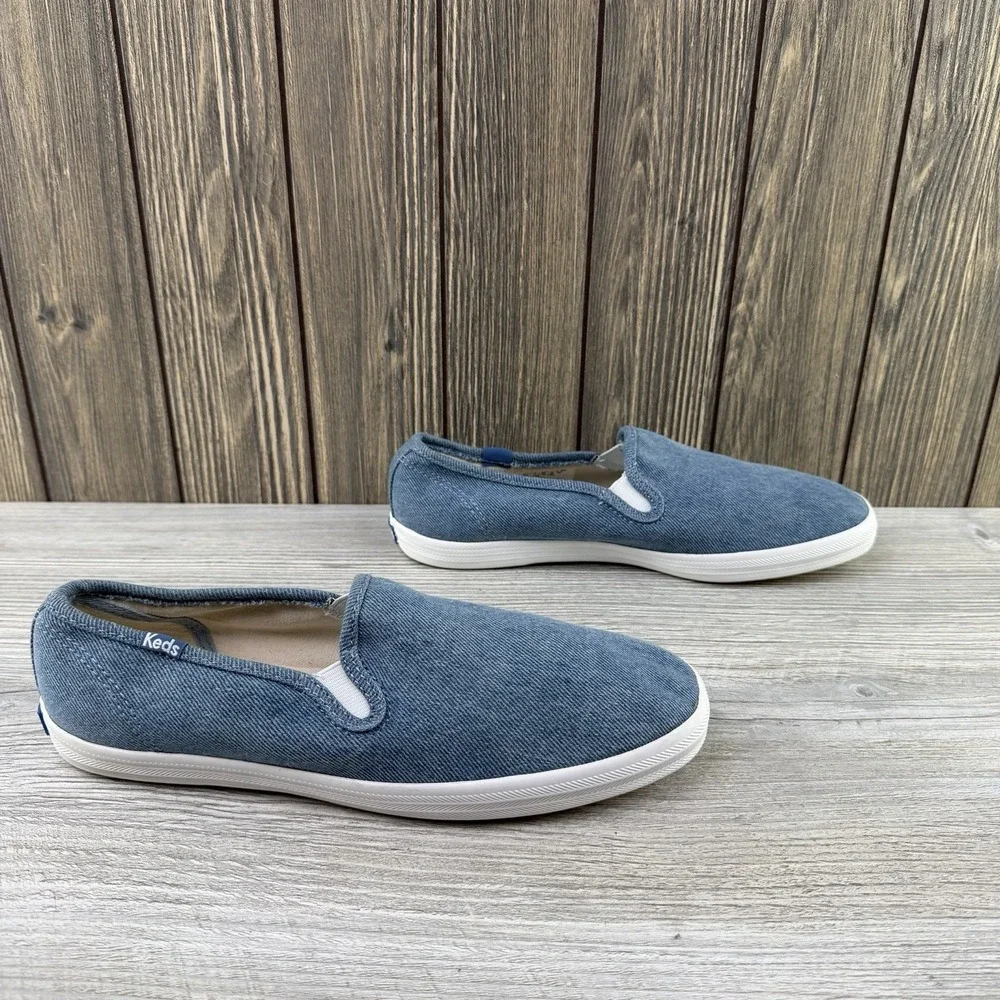 Keds Double Decker Slip On Denim Blue Canvas Sneakers Women's Size 8.5 Casual
